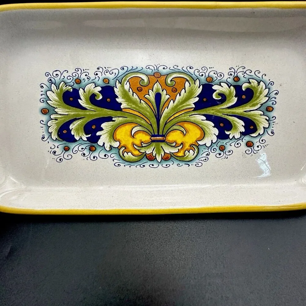 Vintage Ceramica Nova Deruta Italy Majolica Serving Trays Set 2 Hand Painted